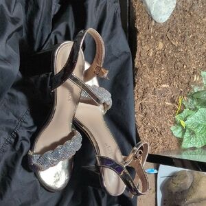 Gold Heels with Rhinestone Braid